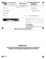 Document preview: Form DP-135-ES Estimated Communications Services Tax Payment Form - New Hampshire