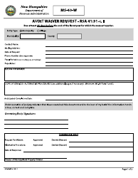 Document preview: Form MS-60-W Audit Waiver Request - New Hampshire