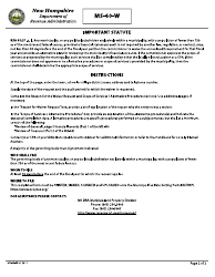 Form MS-60-W Audit Waiver Request - New Hampshire, Page 2
