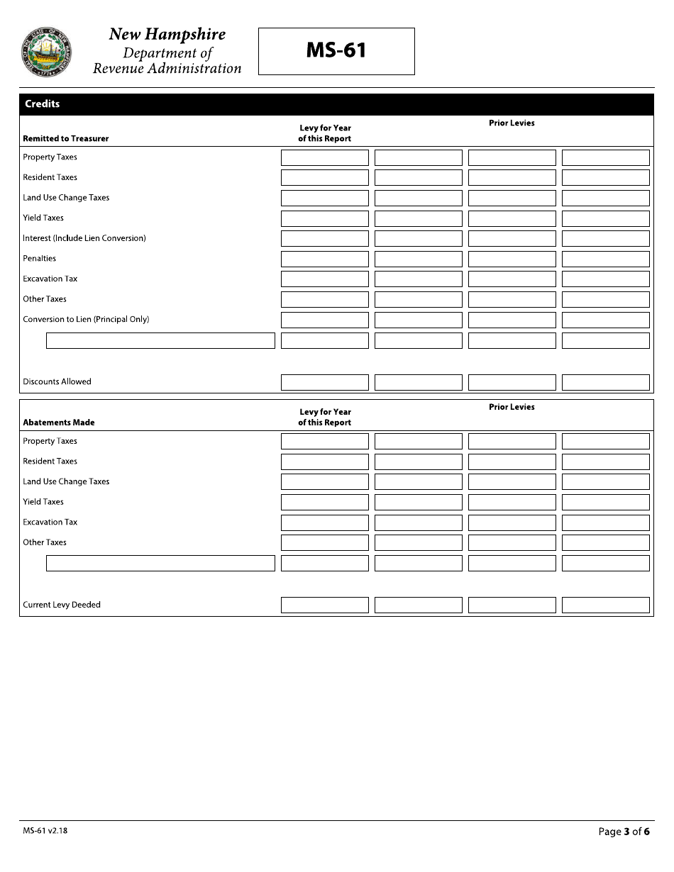 Form MS-61 Tax Collectors Report - New Hampshire, Page 3