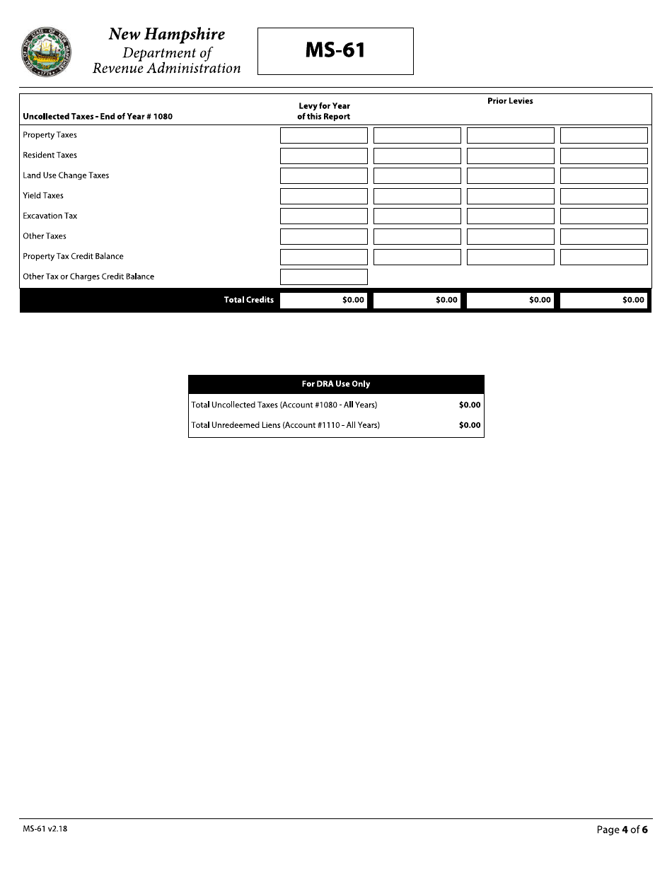 Form MS-61 Tax Collectors Report - New Hampshire, Page 4