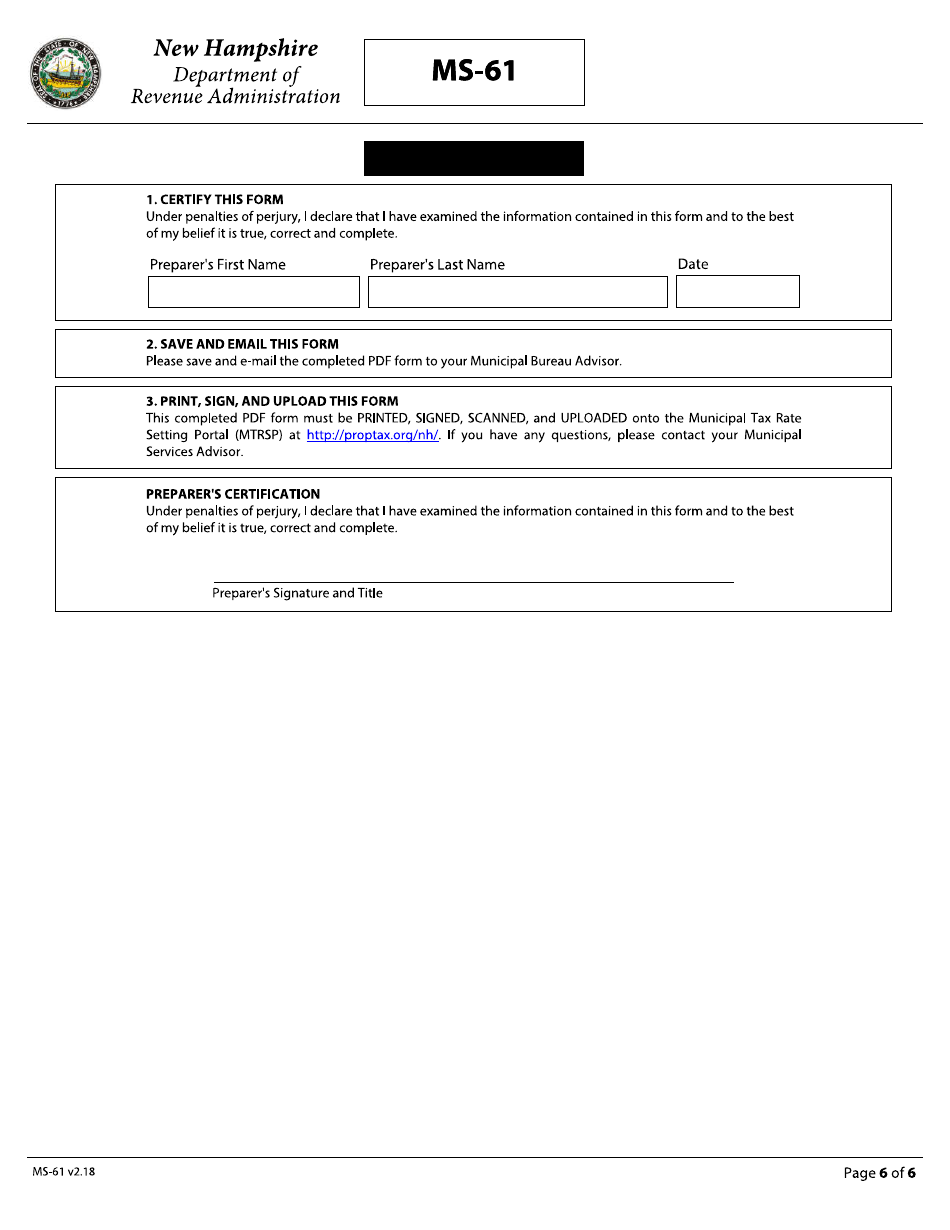Form MS-61 Tax Collectors Report - New Hampshire, Page 6