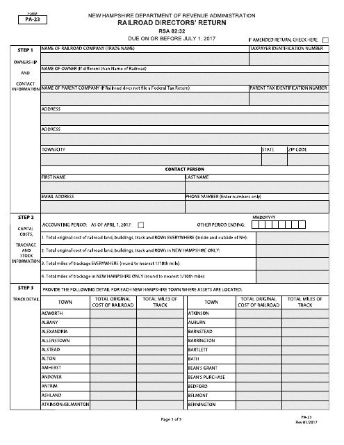 Form PA-23  Printable Pdf