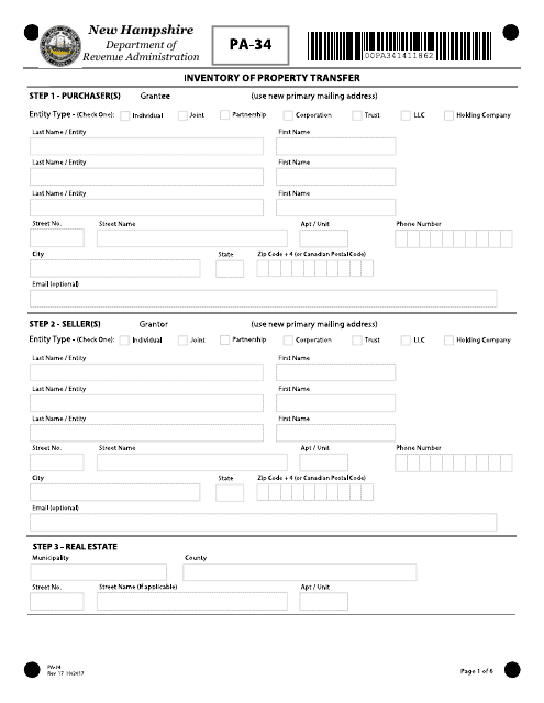 Form PA-34 Inventory of Property Transfer - New Hampshire
