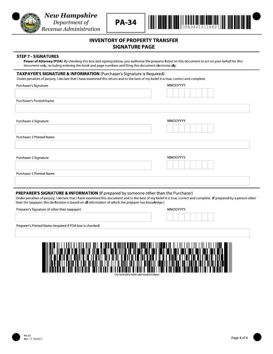 Form PA-34 Inventory of Property Transfer - New Hampshire, Page 4