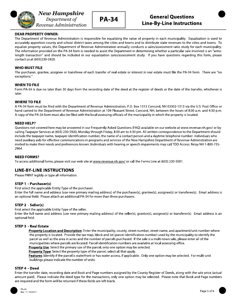 Form PA-34 Inventory of Property Transfer - New Hampshire, Page 5