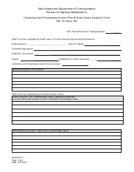 EIP- Form 13B &quot;Corrective and Preventative Action Plan &amp; Root Cause Analysis Form&quot; - New Hampshire