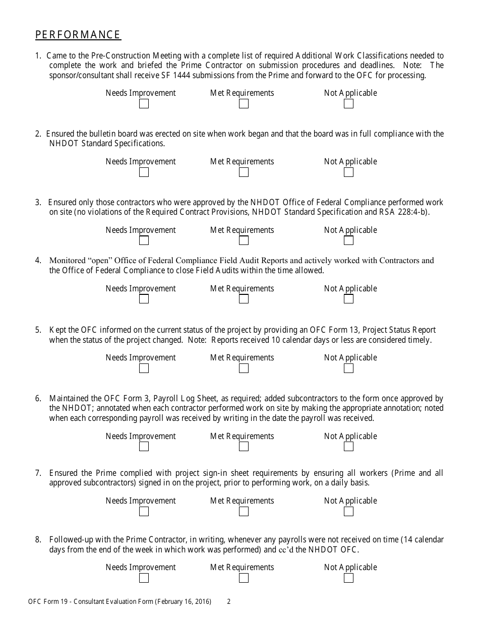 OFC Form 19 Consultant (Or Town) / Project Information - New Hampshire, Page 2