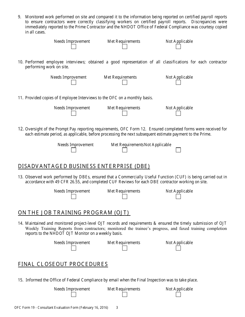 OFC Form 19 Consultant (Or Town) / Project Information - New Hampshire, Page 3