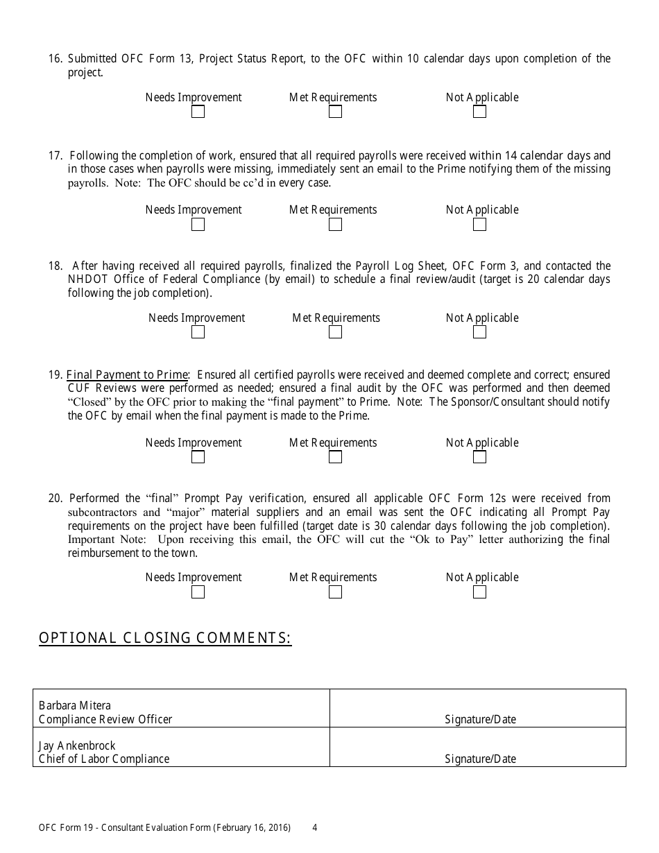 OFC Form 19 Consultant (Or Town) / Project Information - New Hampshire, Page 4