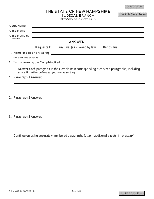 Form NHJB-2689-SE  Printable Pdf