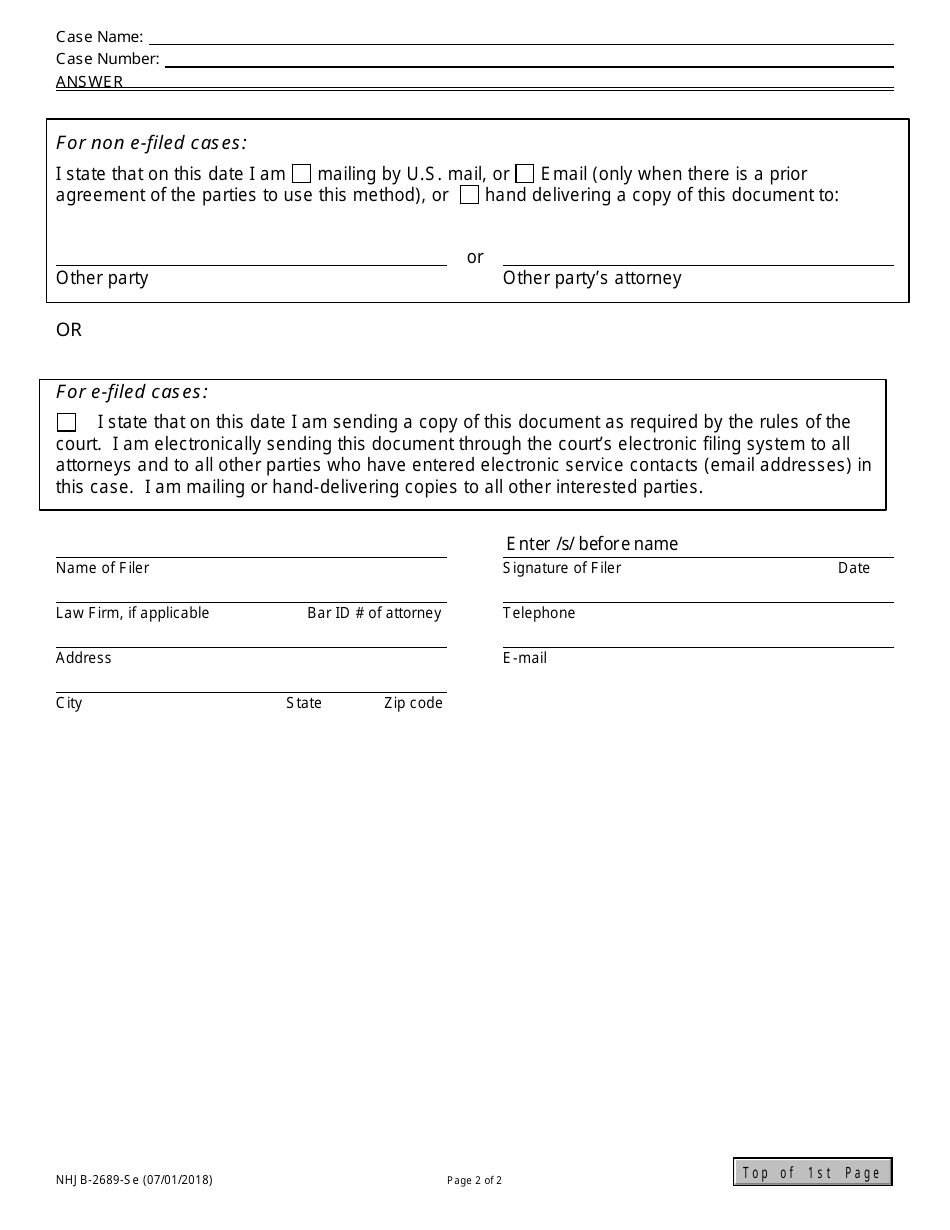 Form NHJB-2689-SE Answer - New Hampshire, Page 2