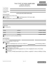 Form NHJB-2318-SE Appearance/Withdrawal - New Hampshire