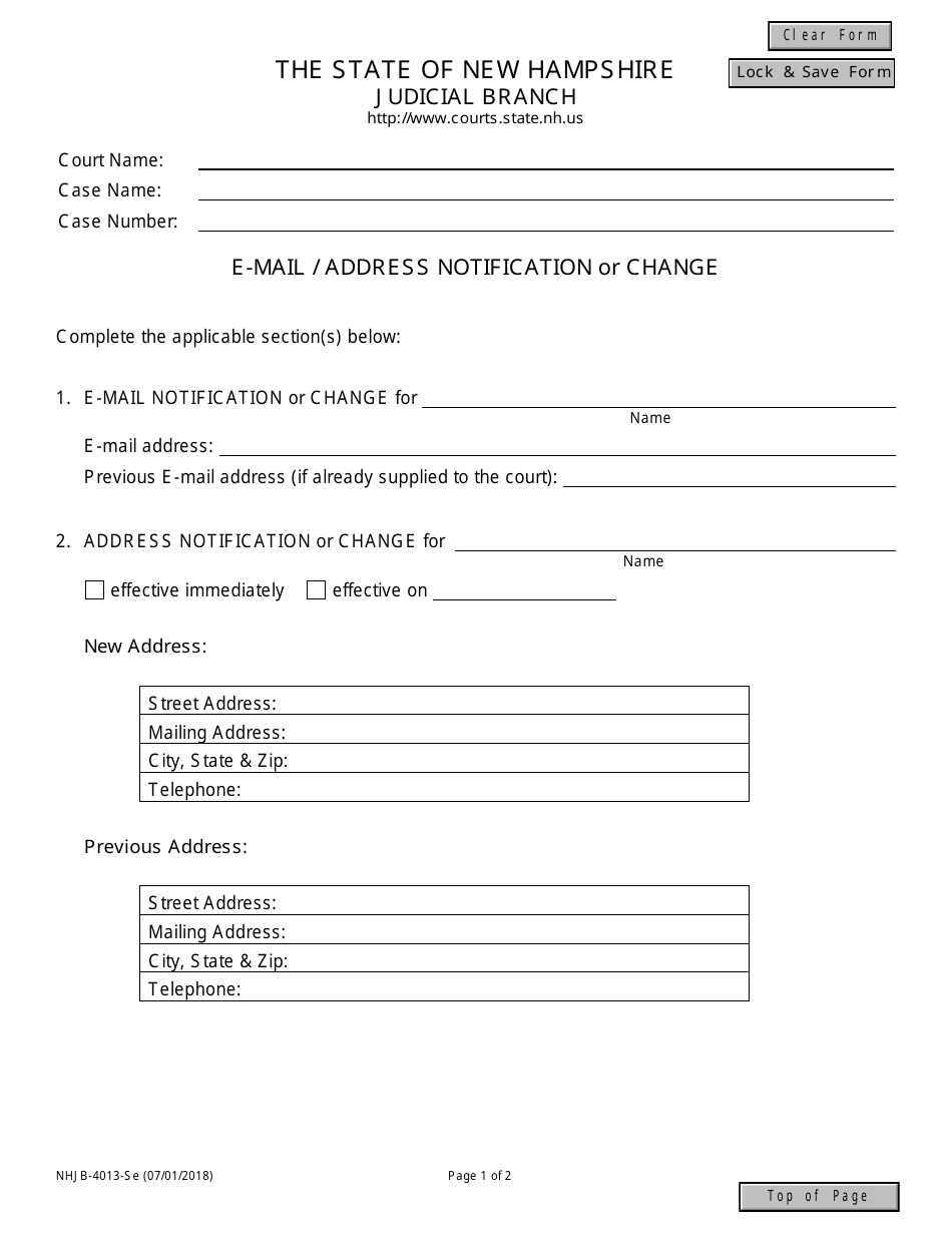 Form NHJB4013SE Download Fillable PDF or Fill Online EMail / Address
