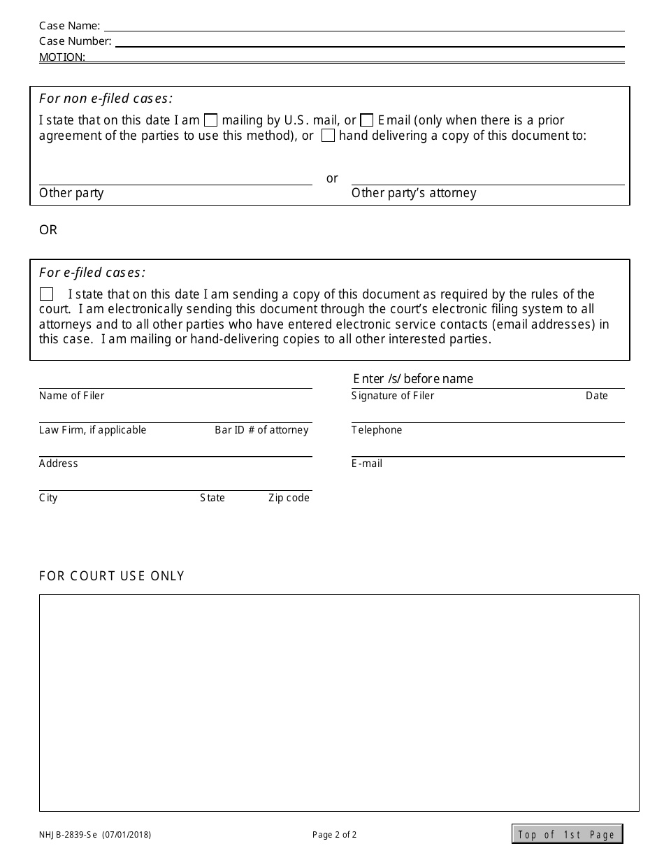 Form NHJB-2839-SE Motion - New Hampshire, Page 2