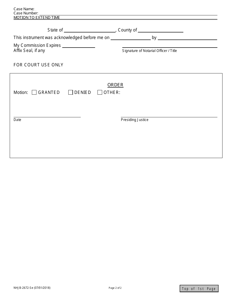 Form NHJB-2672-SE Motion to Extend Time for Service - New Hampshire, Page 2