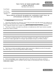 Form NHJB-2847-SE Non-lawyer Affidavit Required by Superior Court Rule 20 Appearance on Behalf of Corporation - New Hampshire