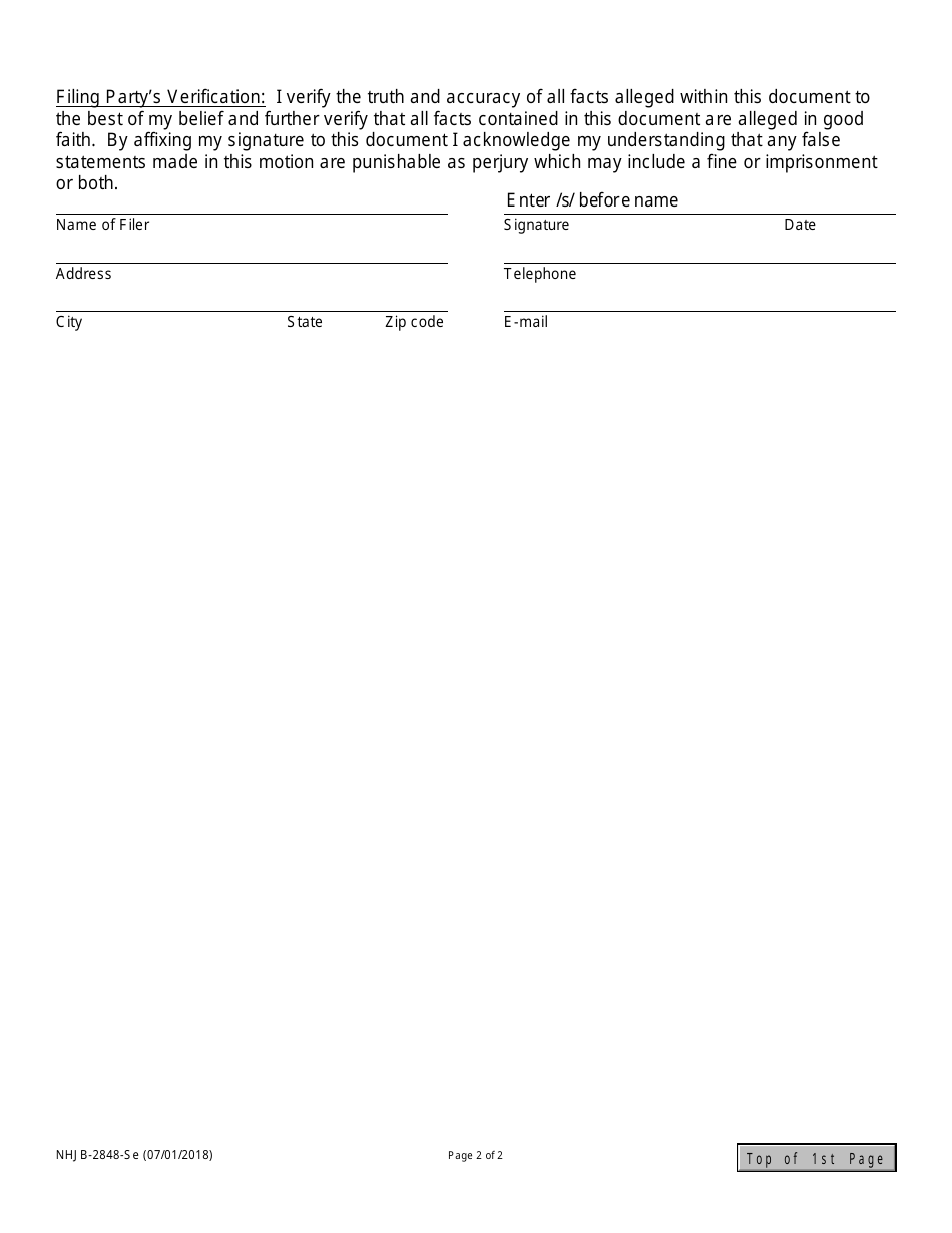 Form NHJB-2848-SE Non-lawyer Affidavit Required by Superior Court Rule 20 Appearance on Behalf of Individual - New Hampshire, Page 2