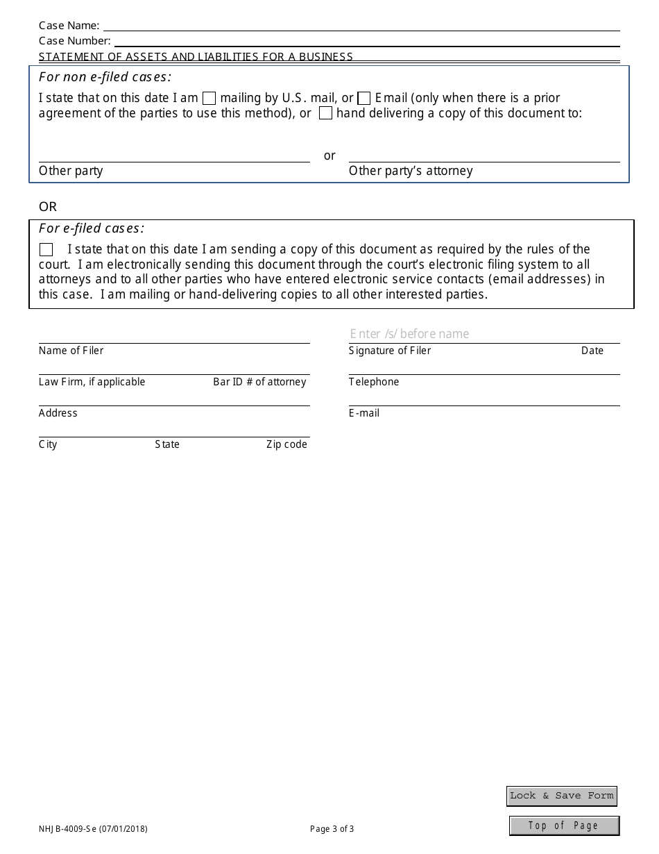 Form NHJB-4009-SE Statement of Assets and Liabilities for a Business - New Hampshire, Page 3