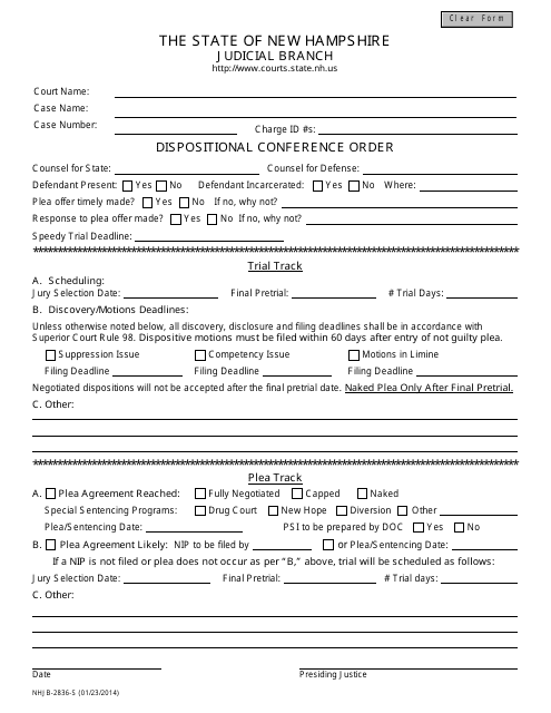 Form NHJB-2836-S Dispositional Conference Order - New Hampshire