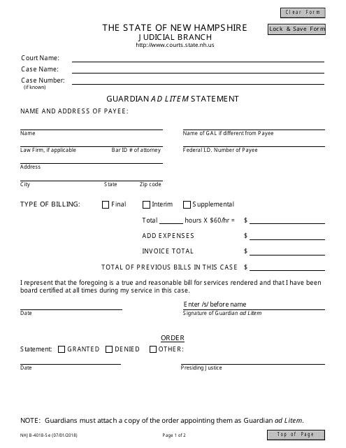 Form NHJB-4018-SE  Printable Pdf