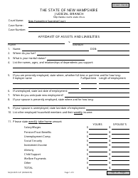 Form NHJB-3037-SUP Affidavit of Assets and Liabilities - New Hampshire