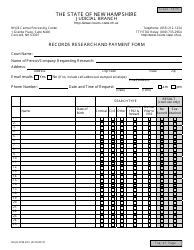 Document preview: Form NHJB-2798-DFS Records Research and Payment Form - New Hampshire