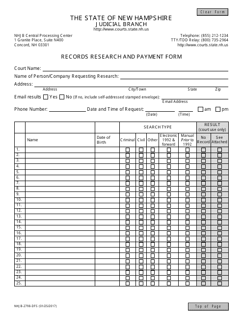Form NHJB-2798-DFS  Printable Pdf
