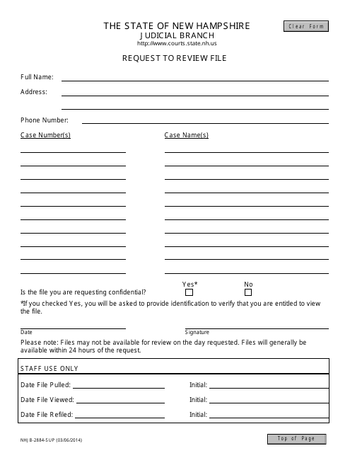 Form NHJB-2884-SUP  Printable Pdf