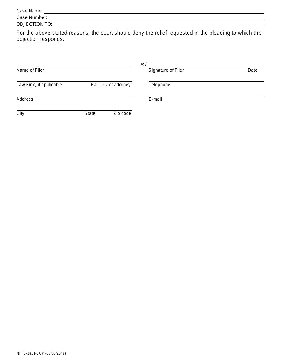 Form NHJB-2851-SUP Objection - New Hampshire, Page 2