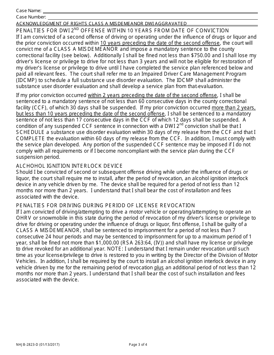 Form NHJB-2823-D Acknowledgment of Rights - Class a Misdemeanor Dwi Aggravated - New Hampshire, Page 3