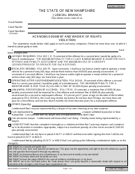 Form NHJB-2288-D Acknowledgment and Waiver of Rights Violation - New Hampshire