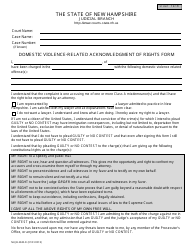 Document preview: Form NHJB-2940-D Domestic Violence-Related Acknowledgment of Rights Form - New Hampshire