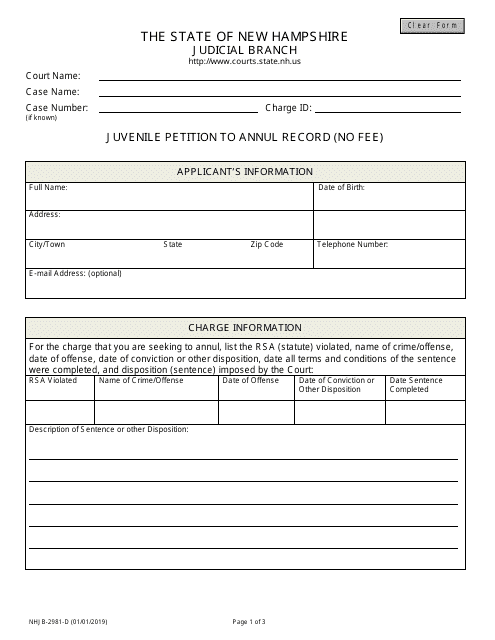 Form NHJB-2981-D  Printable Pdf