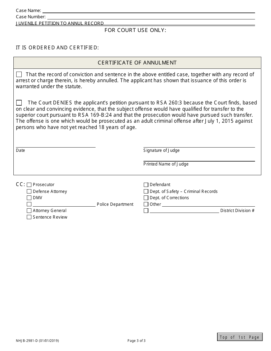 Form NHJB-2981-D Juvenile Petition to Annul Record (No Fee) - New Hampshire, Page 3