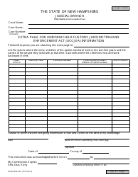 Form NHJB-2656-DFP &quot;Extra Page for Uniform Child Custody Jurisdiction and Enforcement Act (Uccjea) Information&quot; - New Hampshire