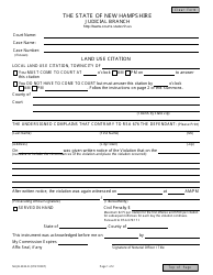 Form NHJB-2332-D Land Use Citation - New Hampshire