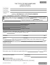 Document preview: Form NHJB-2655-D Local Ordinance Citation/Summons - New Hampshire