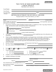 Document preview: Form NHJB-2055-DF Motion and Affidavit for Return of Firearms - New Hampshire