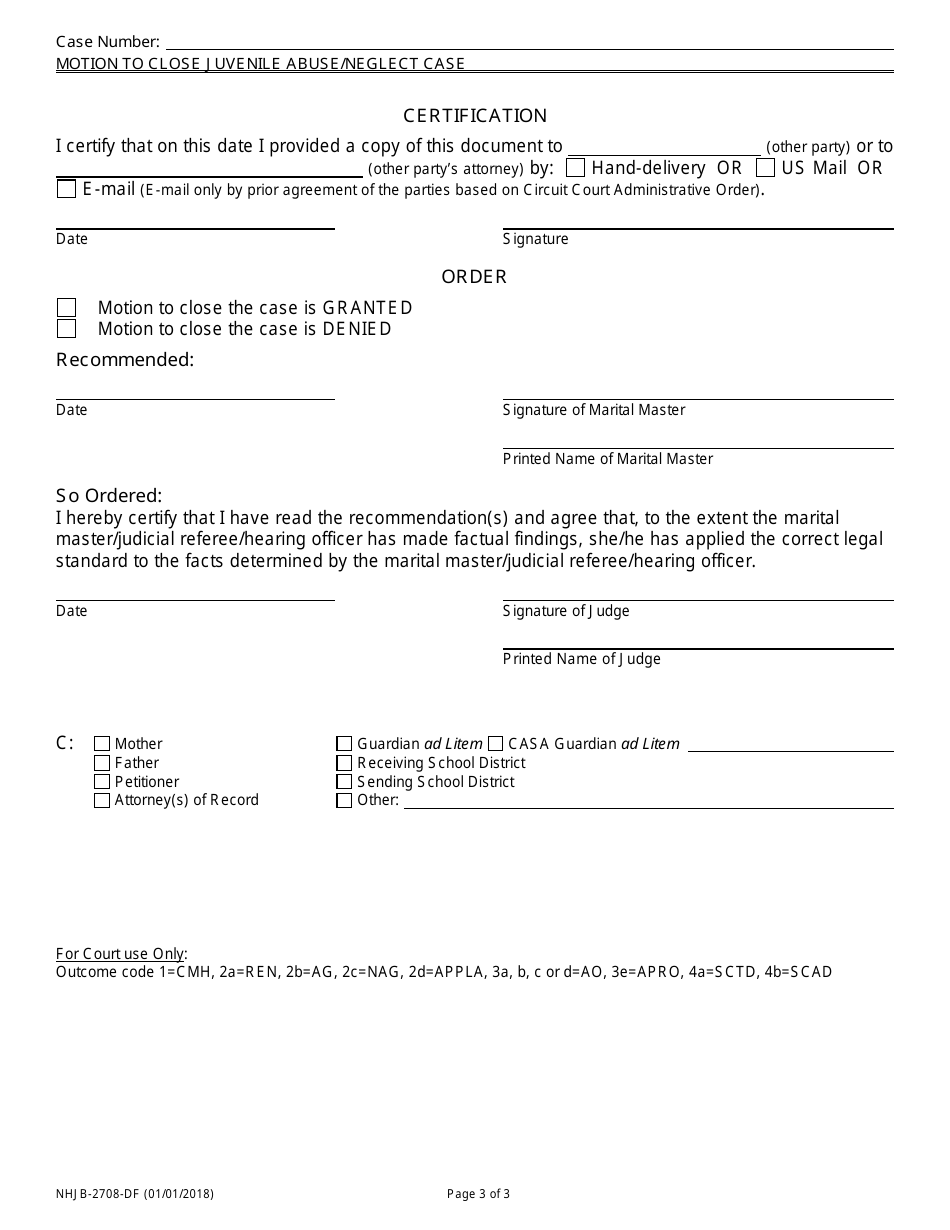 Form NHJB-2708-DF Motion to Close Juvenile Abuse / Neglect Case - New Hampshire, Page 3