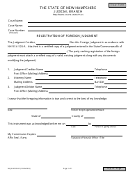 Document preview: Form NHJB-2705-DP Registration of Foreign Judgment - New Hampshire