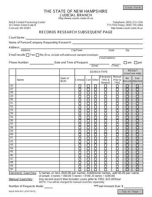 Form NHJB-2950-DFS  Printable Pdf
