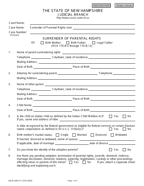 Form NHJB-2080-FP  Printable Pdf