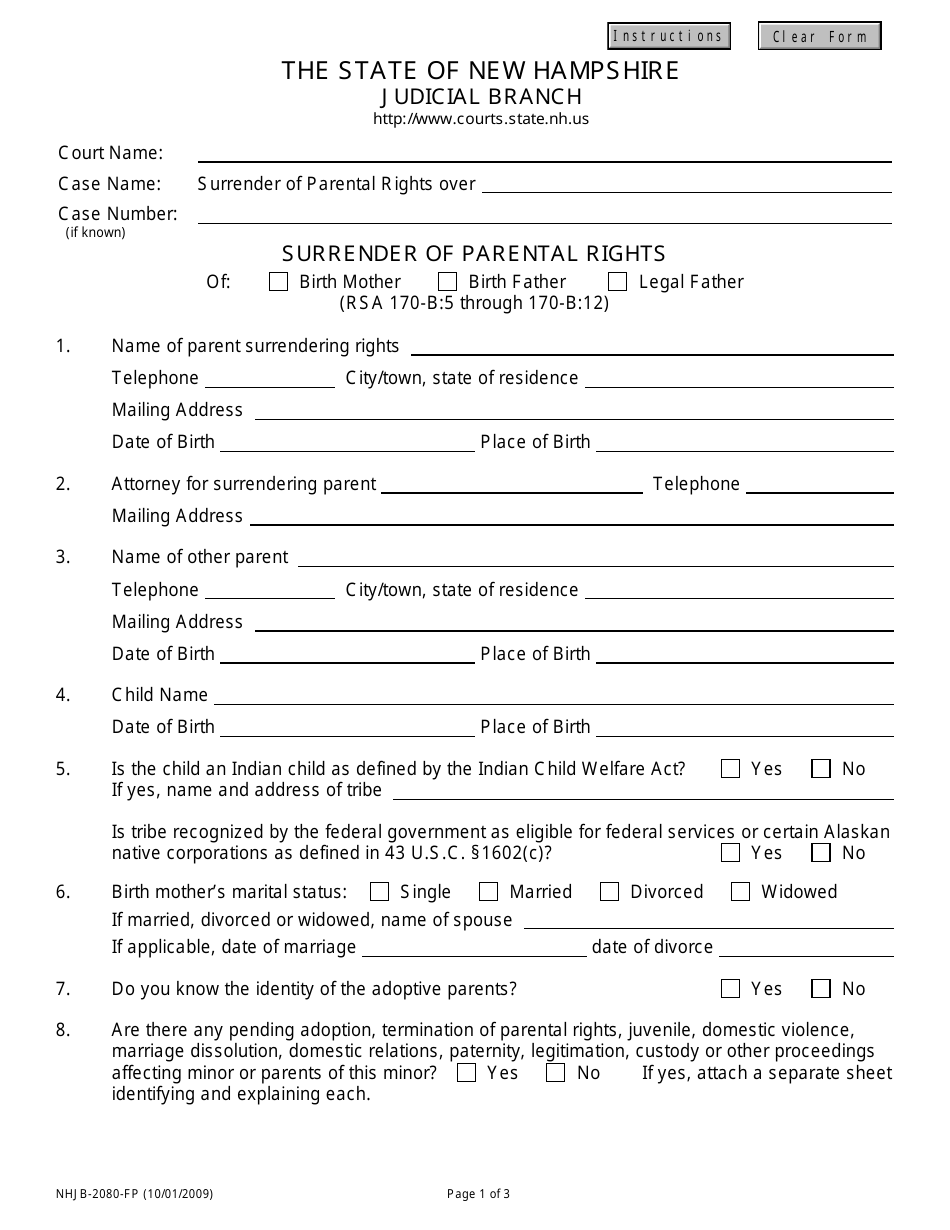 Form NHJB-2080-FP - Fill Out, Sign Online and Download Fillable PDF ...