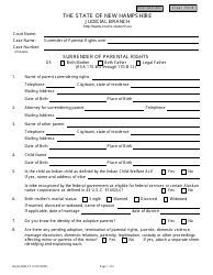 Form NHJB-2080-FP Surrender of Parental Rights - New Hampshire