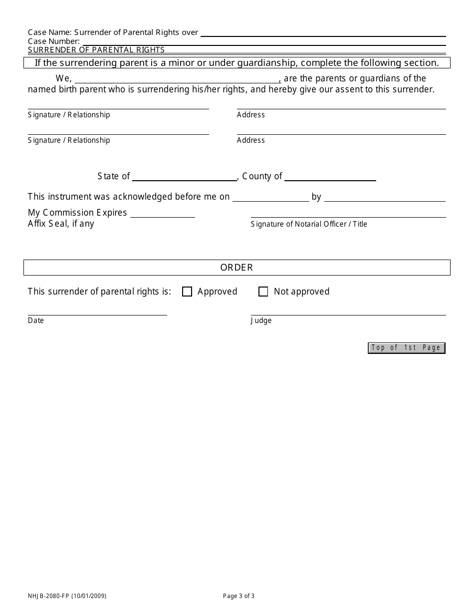 Form NHJB-2080-FP Surrender of Parental Rights - New Hampshire, Page 3