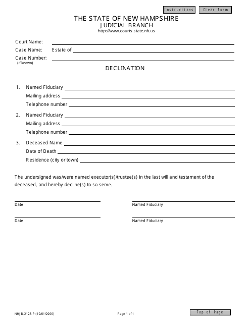 Form NHJB-2123-P  Printable Pdf