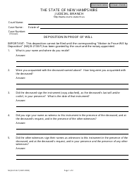 Document preview: Form NHJB-2124-P Deposition in Proof of Will - New Hampshire