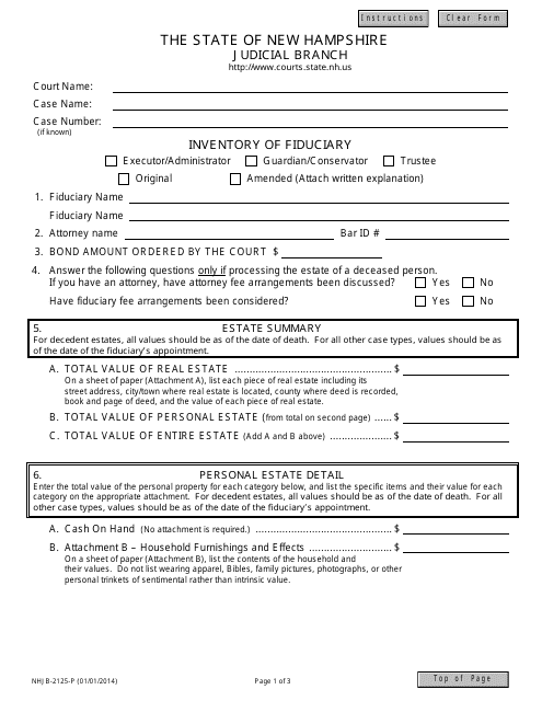 Form NHJB-2125-P  Printable Pdf