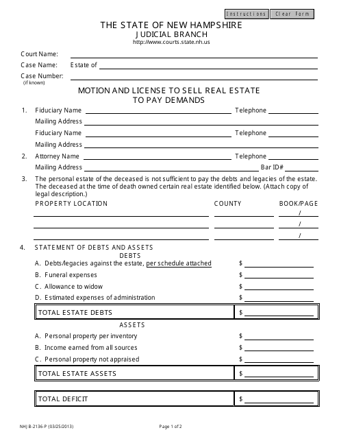 Form NHJB-2136-P  Printable Pdf